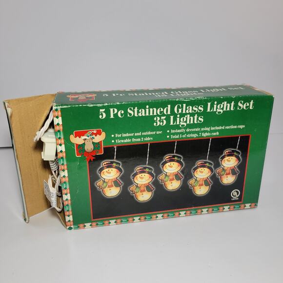 5pc Vintage Christmas Snowman String Light Set - Picture 2 of 6